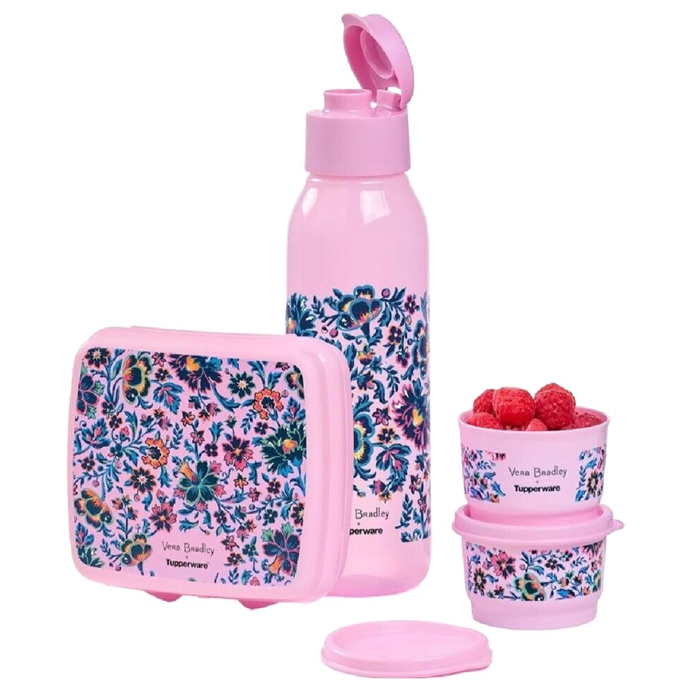 Tupperware Vera Bradley Pink Cloud Vine Multi Floral 4pc Set Lot BPA FREE